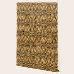 Feather Ikat - Marigold and black Wallpaper Gallery Image 2