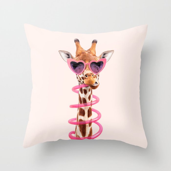 THIRSTY GIRAFFE Throw Pillow Gallery Image 1