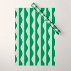 Retro Wavy Lines Pattern in Green Wrapping Paper Gallery Image 1