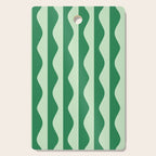 Retro Wavy Lines Pattern in Green Cutting Board Gallery Image 1