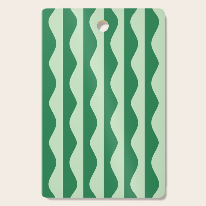 Retro Wavy Lines Pattern in Green Cutting Board Gallery Image 1