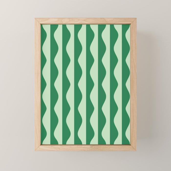Retro Wavy Lines Pattern in Green Mini Art Print Gallery Image 1