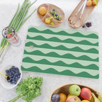 Retro Wavy Lines Pattern in Green Cutting Board Gallery Image 2