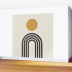 Mid century modern gold sun and black rainbow Wall Mural Gallery Image 2