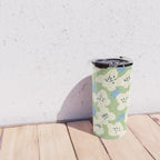 Bold flowers in my garden on chalky green Travel Mug Gallery Image 4