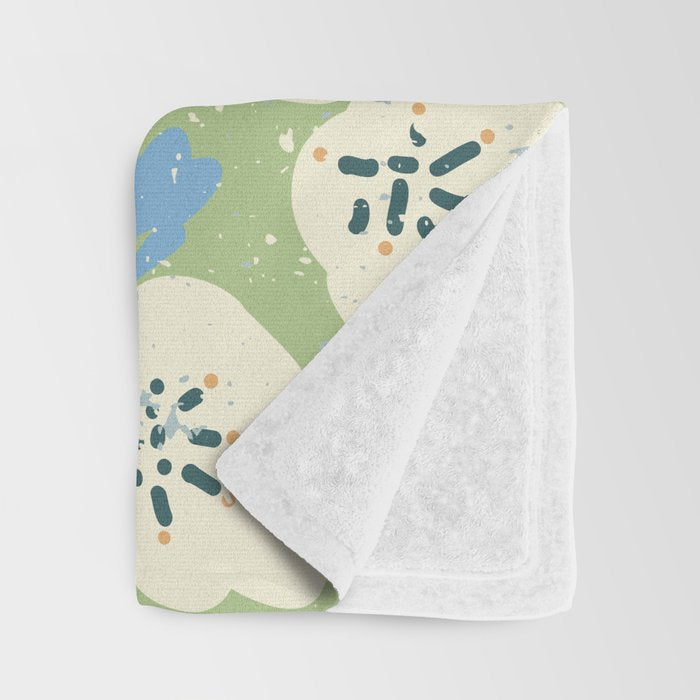Bold flowers in my garden on chalky green Throw Blanket Gallery Image 3