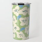 Bold flowers in my garden on chalky green Travel Mug Gallery Image 1