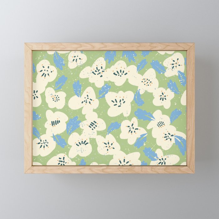 Bold flowers in my garden on chalky green Mini Art Print Gallery Image 1