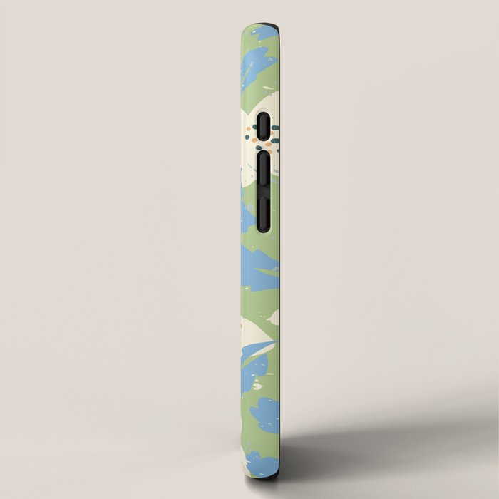 Bold flowers in my garden on chalky green iPhone Case Gallery Image 2