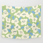 Bold flowers in my garden on chalky green Wall Tapestry Gallery Image 4