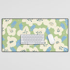 Bold flowers in my garden on chalky green Desk Mat Gallery Image 1