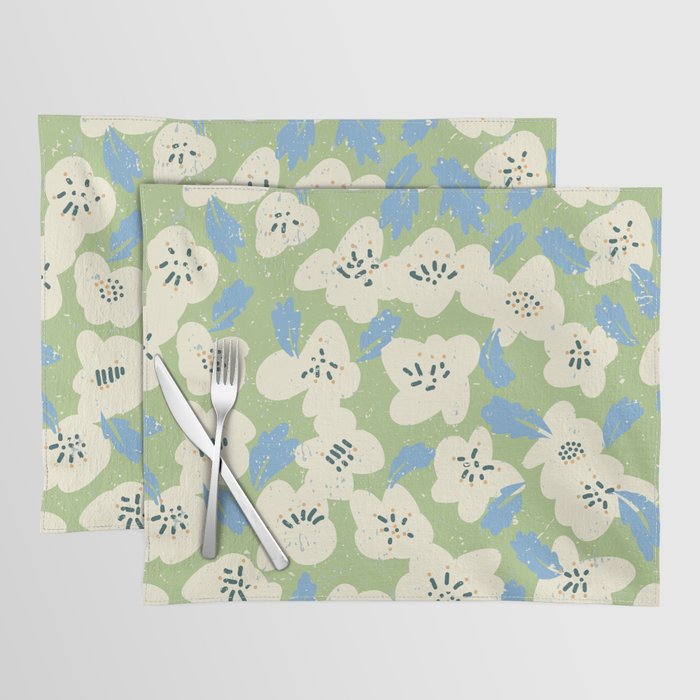 Bold flowers in my garden on chalky green Placemat Gallery Image 1