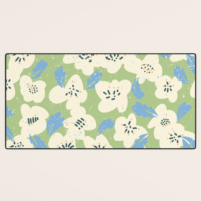 Bold flowers in my garden on chalky green Desk Mat Gallery Image 3