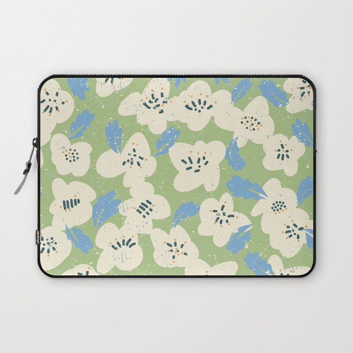 Bold flowers in my garden on chalky green Laptop Sleeve Gallery Image 1