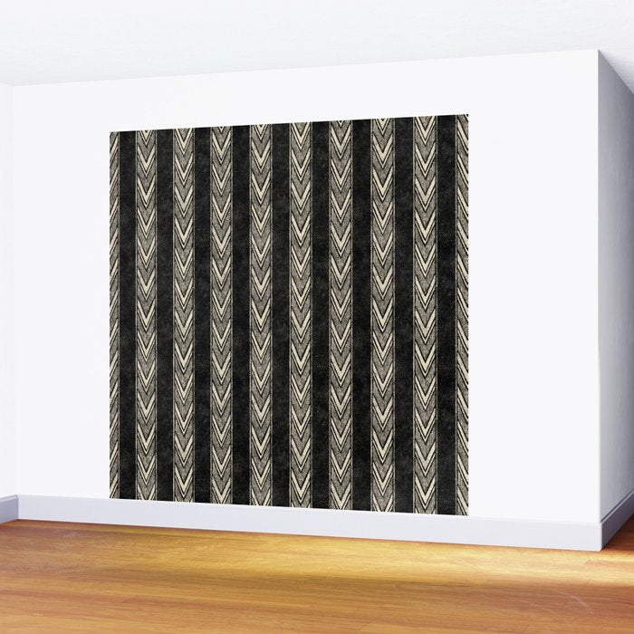 Canyon Stripe - black and cream Wall Mural Gallery Image 2
