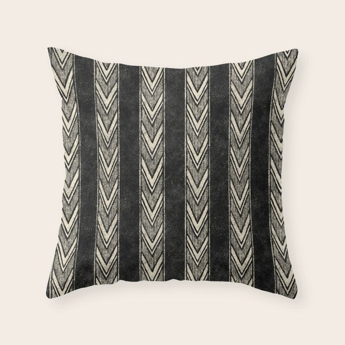 Canyon Stripe - black and cream Throw Pillow Gallery Image 1