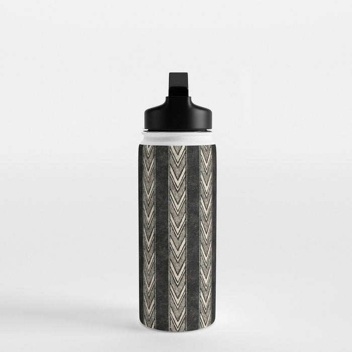 Canyon Stripe - black and cream Water Bottle Gallery Image 3