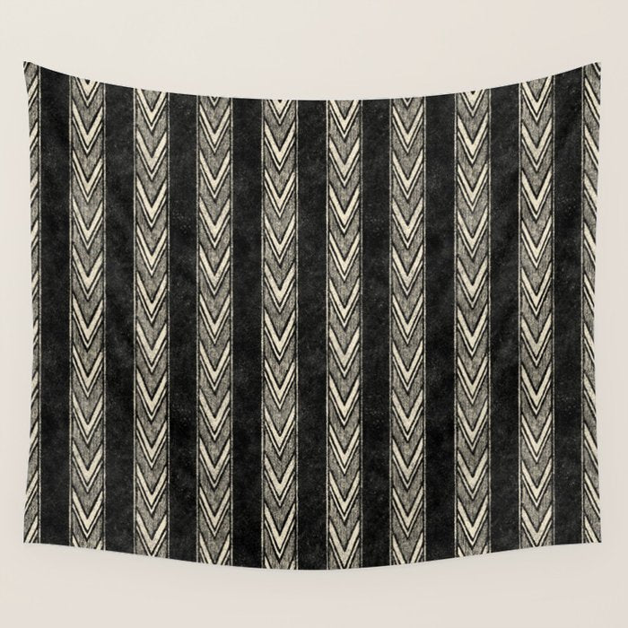 Canyon Stripe - black and cream Wall Tapestry Gallery Image 1