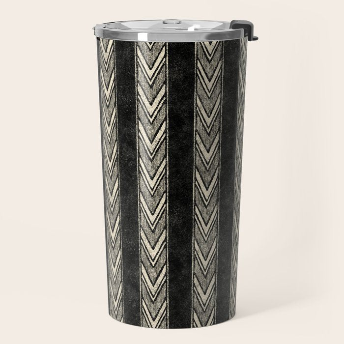 Canyon Stripe - black and cream Travel Mug Gallery Image 2