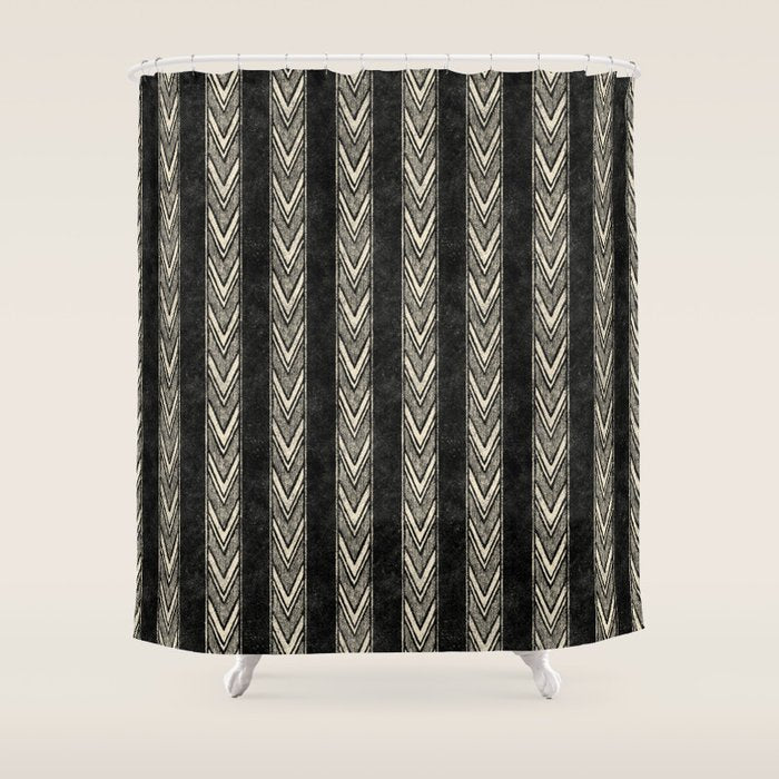 Canyon Stripe - black and cream Shower Curtain Gallery Image 1