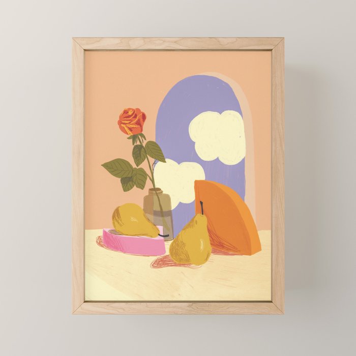 Rose and pears Mini Art Print Gallery Image 1