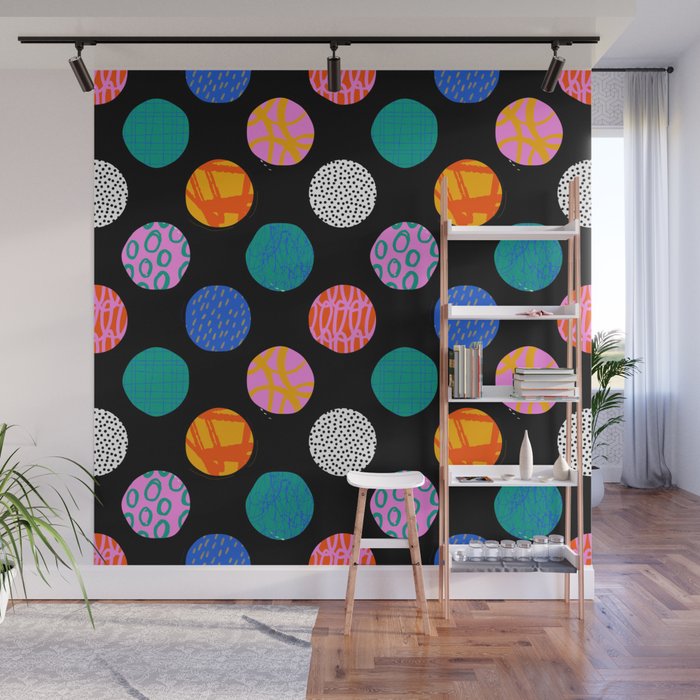 Colorful abstract art polka dot pattern Wall Mural Gallery Image 1