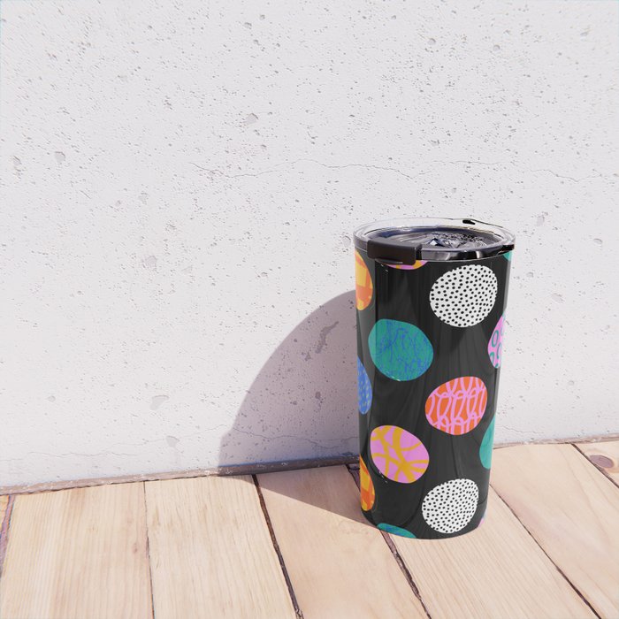 Colorful abstract art polka dot pattern Travel Mug Gallery Image 4