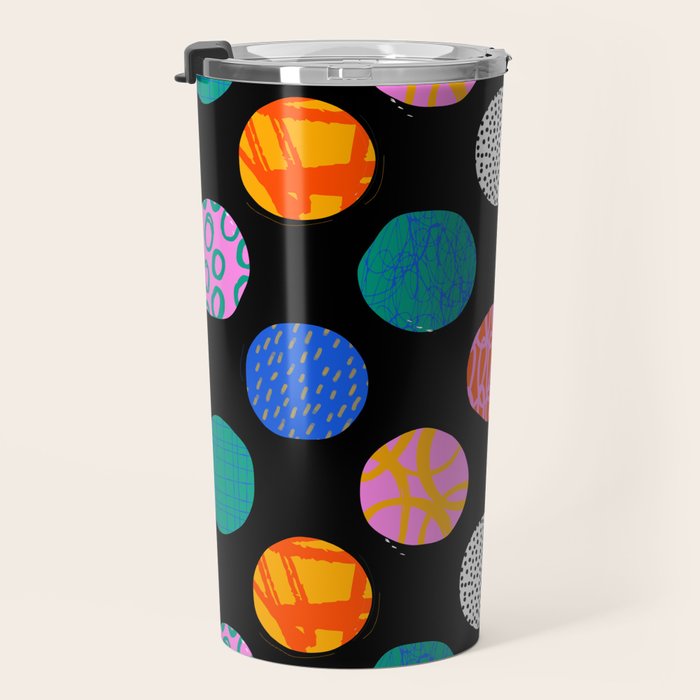 Colorful abstract art polka dot pattern Travel Mug Gallery Image 3