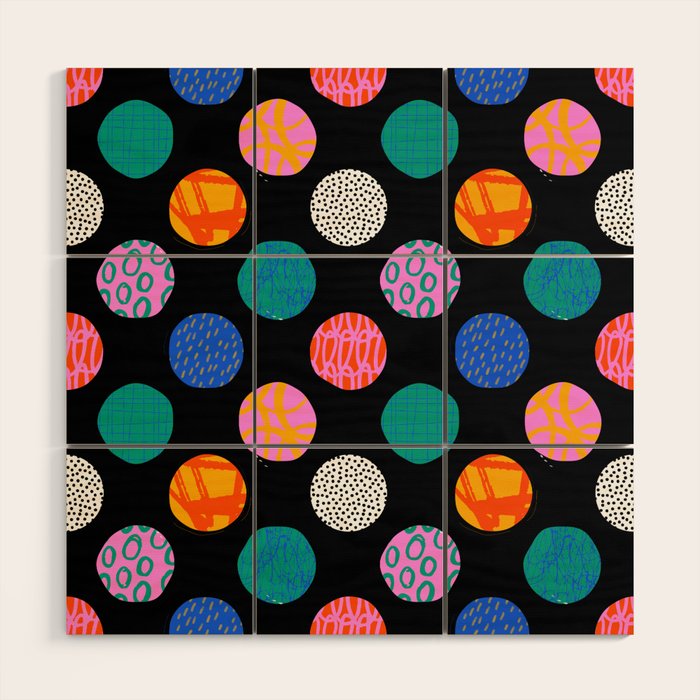 Colorful abstract art polka dot pattern Wood Wall Art Gallery Image 1