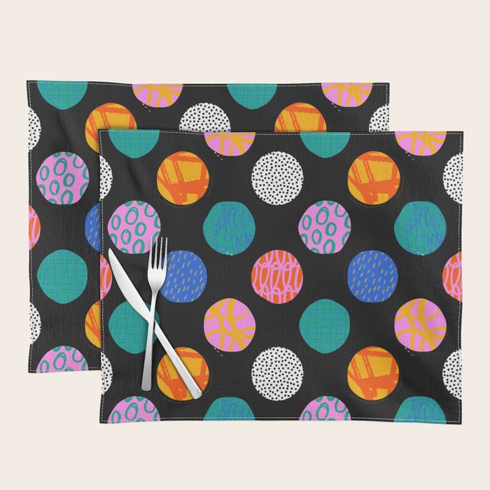 Colorful abstract art polka dot pattern Placemat Gallery Image 1
