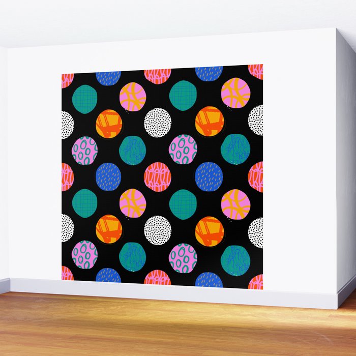 Colorful abstract art polka dot pattern Wall Mural Gallery Image 2