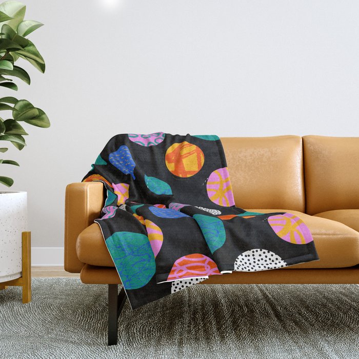 Colorful abstract art polka dot pattern Throw Blanket Gallery Image 1