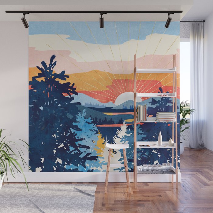 Sunset Lake Wall Mural Gallery Image 1