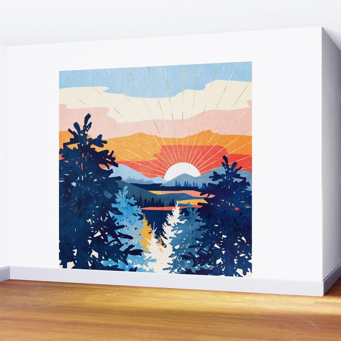 Sunset Lake Wall Mural Gallery Image 2