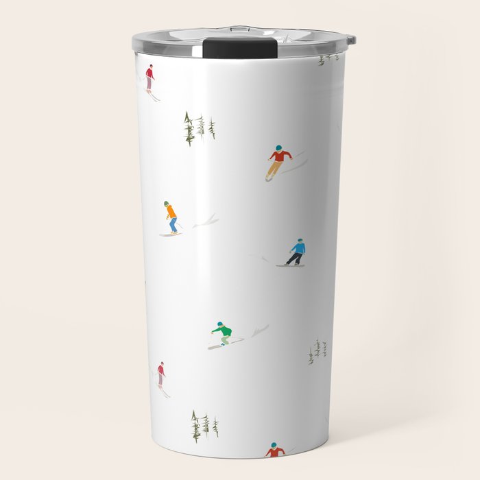 Mountain Skiers Pattern Travel Mug Gallery Image 1