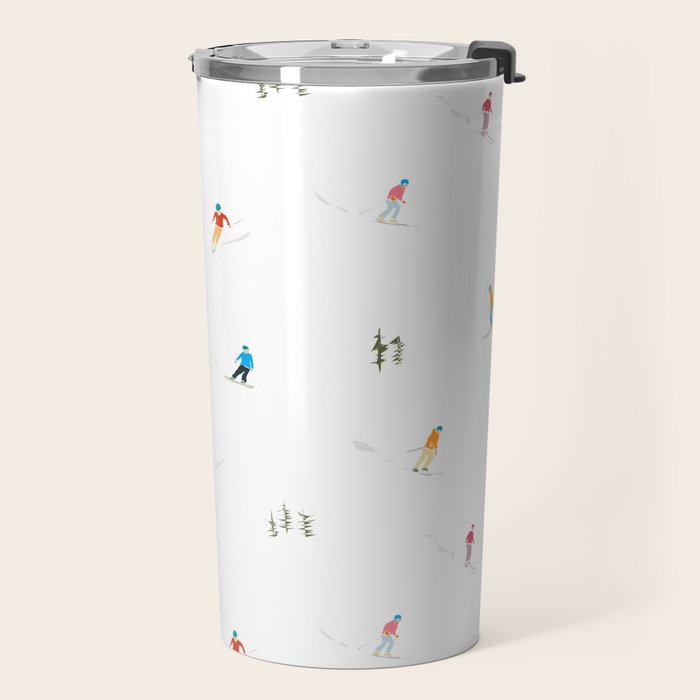Mountain Skiers Pattern Travel Mug Gallery Image 2