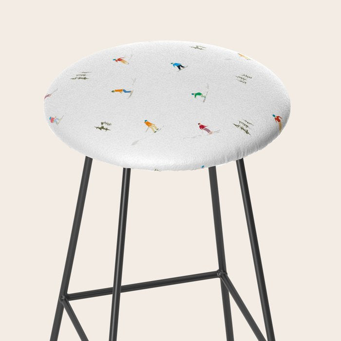 Mountain Skiers Pattern Stool Gallery Image 2