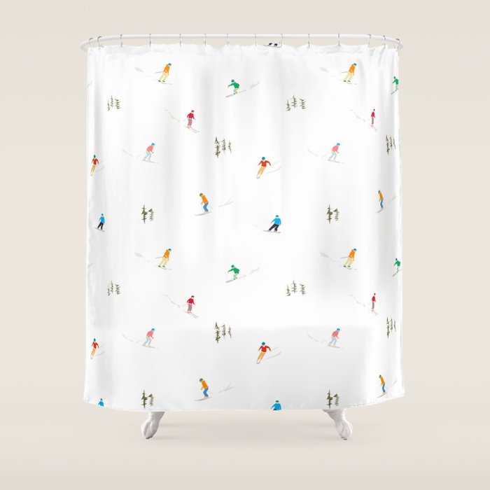 Mountain Skiers Pattern Shower Curtain Gallery Image 1