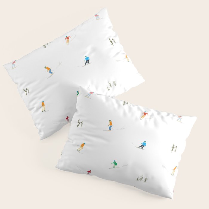 Mountain Skiers Pattern Pillow Sham Gallery Image 1