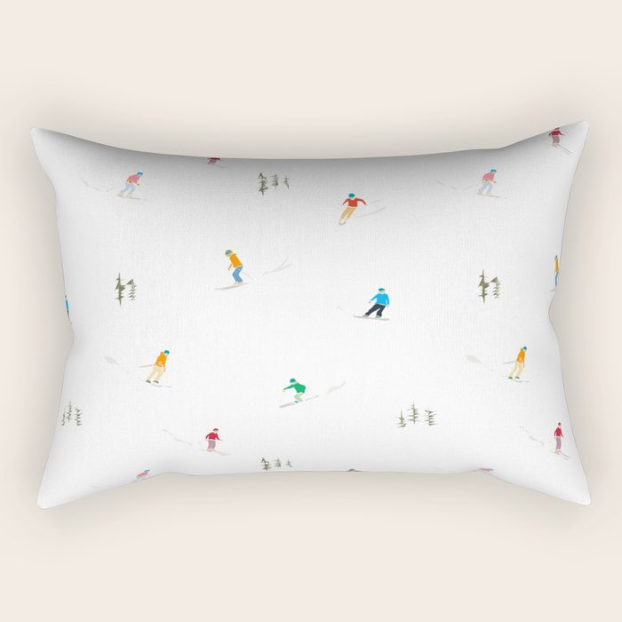 Mountain Skiers Pattern Rectangular Pillow Gallery Image 1