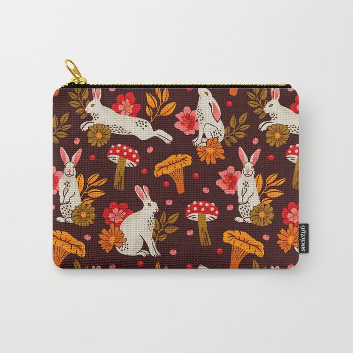 Bunnies And Shrooms Pattern Carry All Pouch