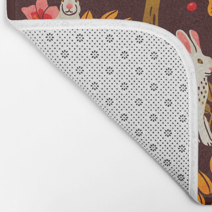 Bunnies and Shrooms Pattern Bath Mat Gallery Image 2