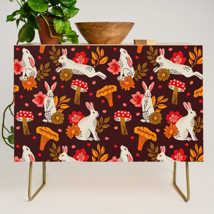 Bunnies and Shrooms Pattern Credenza Gallery Image 1