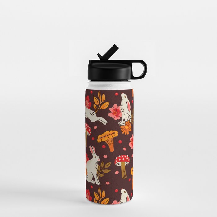 Bunnies and Shrooms Pattern Water Bottle Gallery Image 1