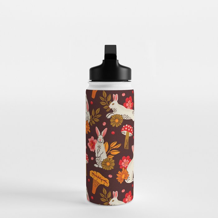 Bunnies and Shrooms Pattern Water Bottle Gallery Image 3