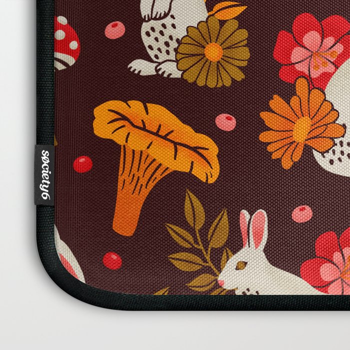 Bunnies and Shrooms Pattern Laptop Sleeve Gallery Image 3