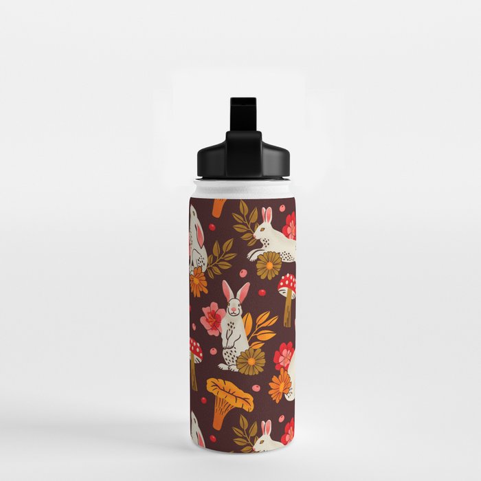 Bunnies and Shrooms Pattern Water Bottle Gallery Image 2