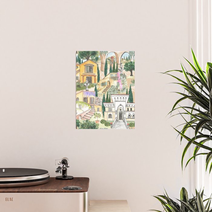 Tuscan villas watercolor Poster Gallery Image 2