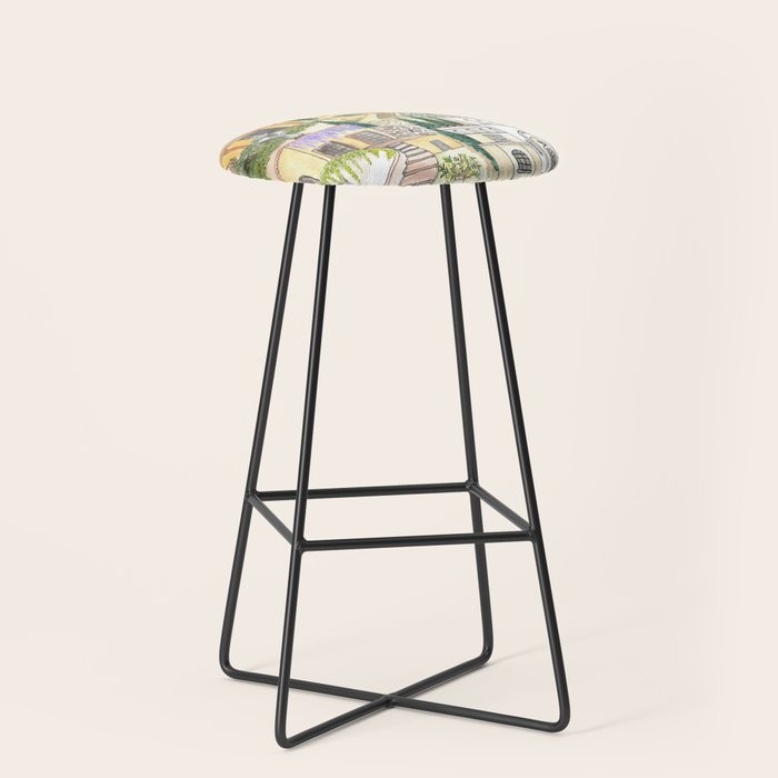 Tuscan villas watercolor Stool Gallery Image 1