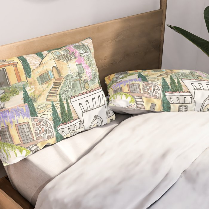 Tuscan villas watercolor Pillow Sham Gallery Image 2